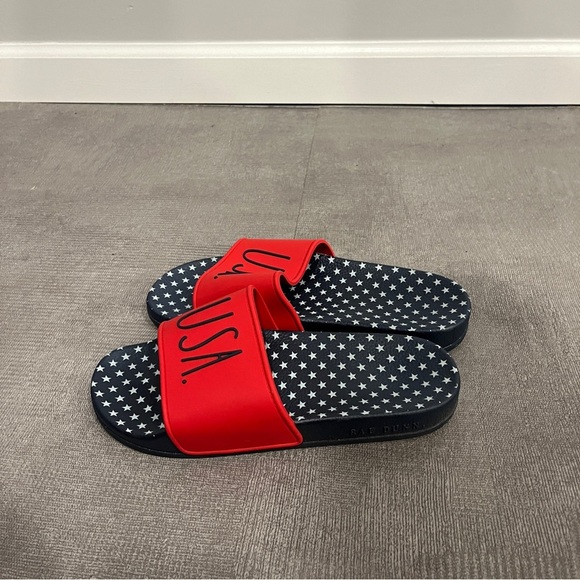 Rae Dunn USA Slip on Slide Sandals - Red White and Blue Size 8 - Picture 3 of 4